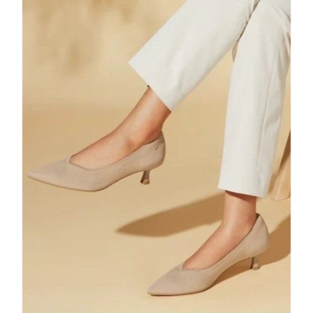 VIVAIA Scarlett Pointed Toe Kitten Heels Beige Knit Pumps Size 40 / US 9 - Picture 9 of 16